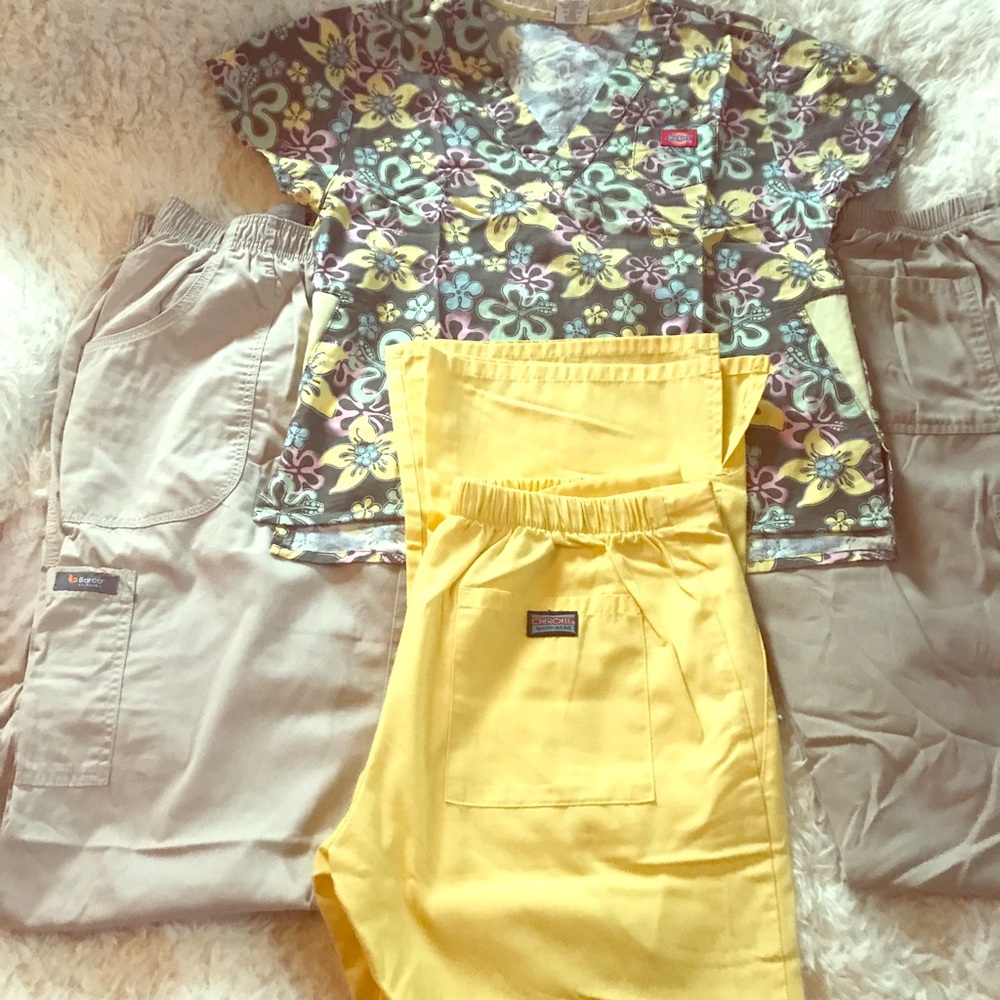 Lot of Dickies scrub top and 3 pants!!
